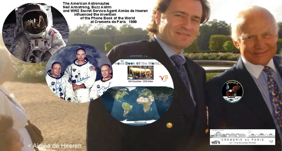 The astronaut who was on the first flight to the Moon, with the future editor of VisitMeudon.com and Aimée de Heeren — Versailles, September 2005