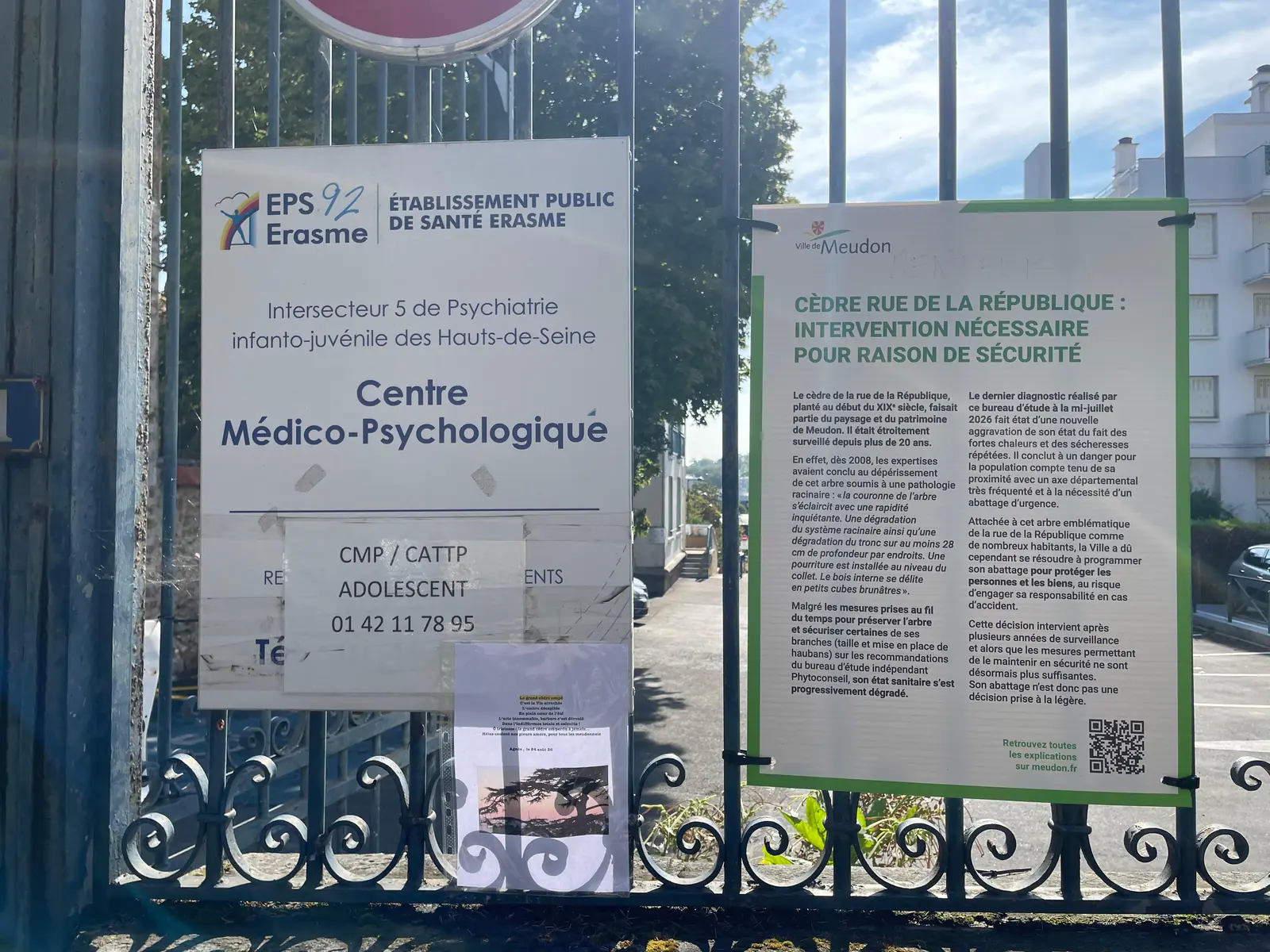 The sign, and the poem left beside it