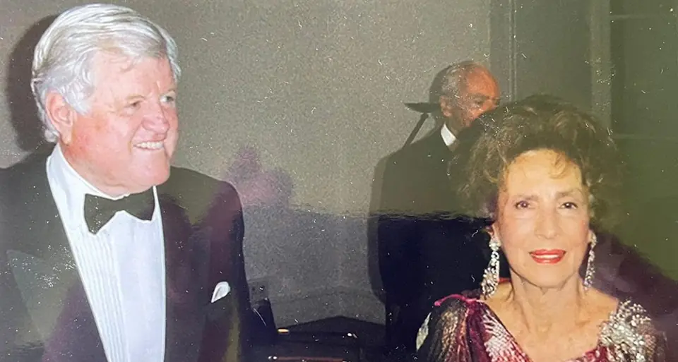 Ted Kennedy and Aimée de Heeren at a reception at the Musée des Arts Décoratifs, Paris, November 2002. The senator always stayed in touch with the magical girlfriend of his oldest brother, who fascinated all four Kennedy boys